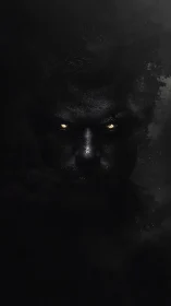 Mysterious golden eyes emerging gently from the dark night.