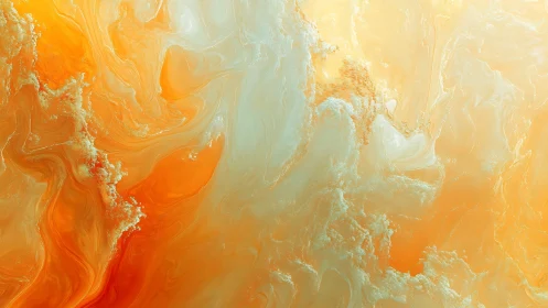 Golden nebula swirls drift in a luminous abstract sky