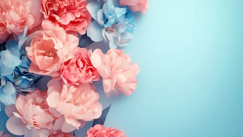 Peonies Dreaming in Coral & Aqua Bliss.
