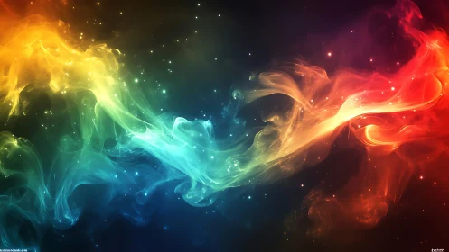 Spectral nebula ribbons form a continuous multicolor plasma arc