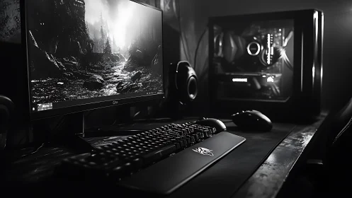 Moody gaming desk glows with a powerful custom PC setup