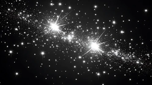 Starlight rivulets streak across velvet space in luminous duet