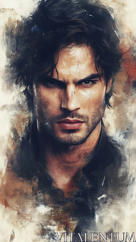 Digital male portrait with textured painterly abstraction.