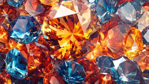 Spectrally lit faceted gemstones with high-refraction caustics