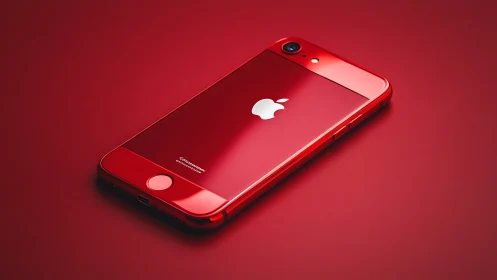 Red iPhone on Red Background