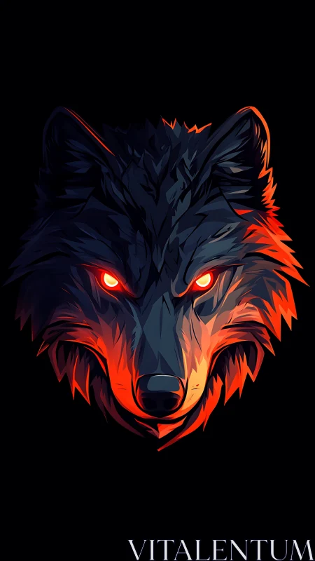 Stylized frontal wolf head rendered with angular neon lighting