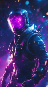 Cosmic explorer glowing with dreamy neon starlight energy.