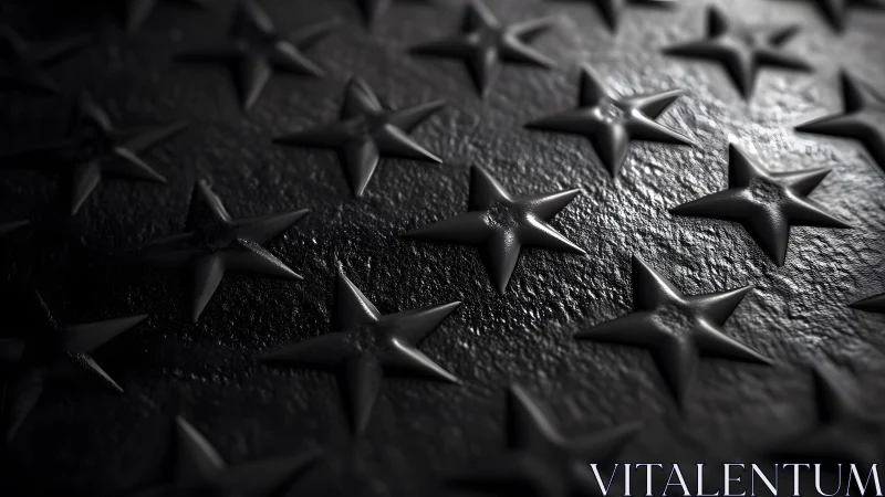 Embossed Metal Stars Pattern in Dramatic Monochrome Lighting.