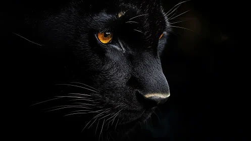 Black Panther Portrait with Piercing Amber Eyes.