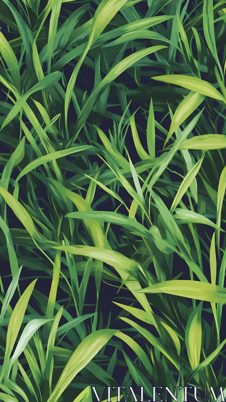 Layered vector foliage renders overlapping grass blades precisely