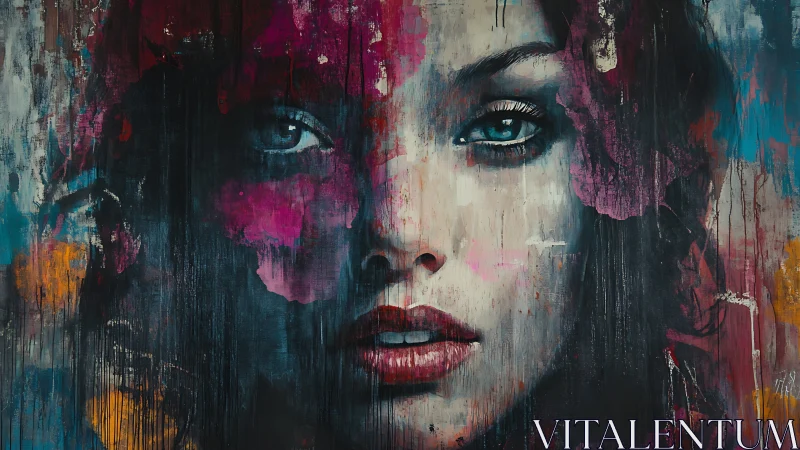 Dual-toned urban portrait with vivid dripping pigments.