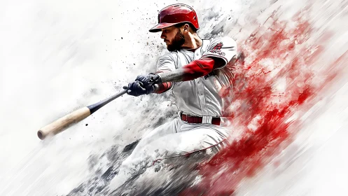 Dynamic baseball batter captured in high-impact digital motion