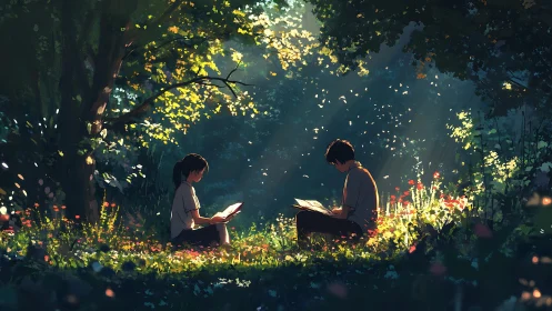 Quiet reading escape beneath dappled forest sunlight.