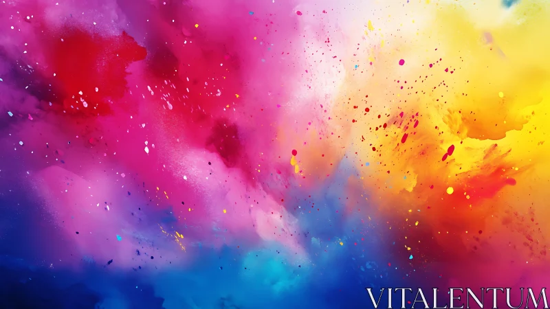 Multicolor abstract cloud with dispersed paint particles.