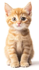 Ginger Tabby Kitten Portrait with Wide-Eyed Expression.