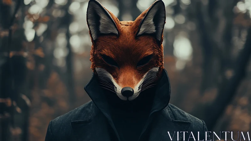 Midnight fox gentleman stalking secrets through misty woods.