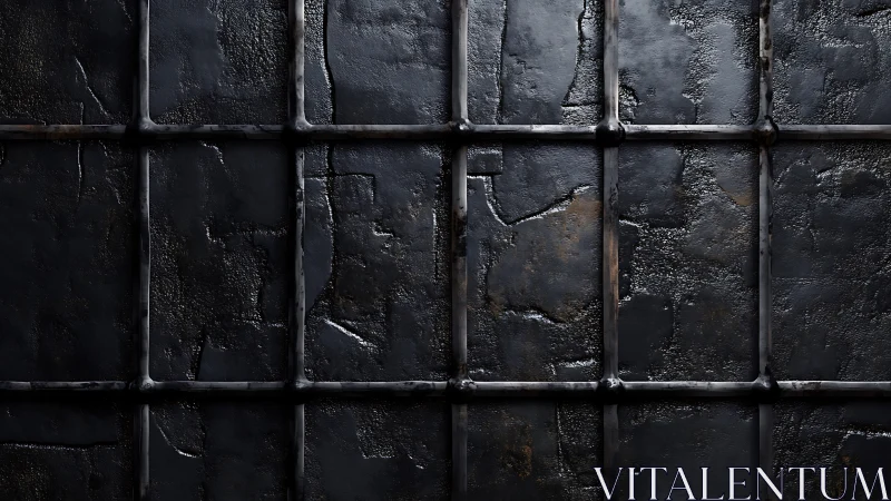 Dark industrial metal grid wall evokes gritty urban strength
