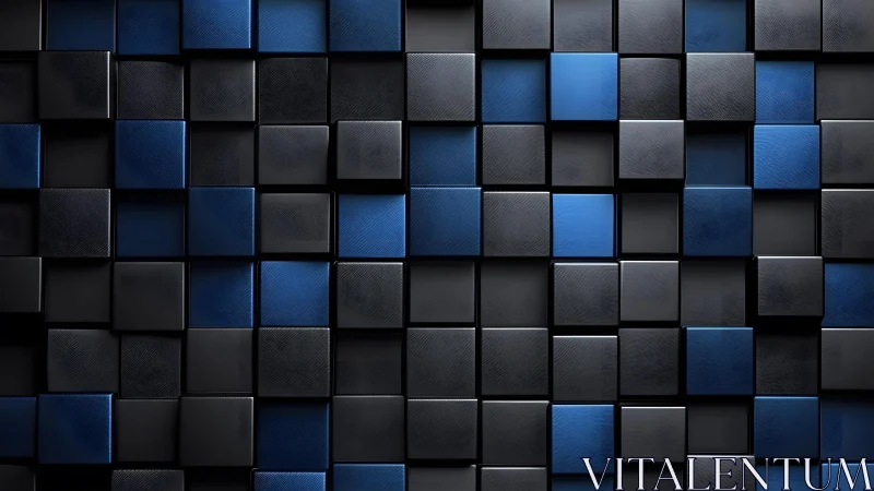 Modern blue and black 3D cubes abstract geometric wall pattern.