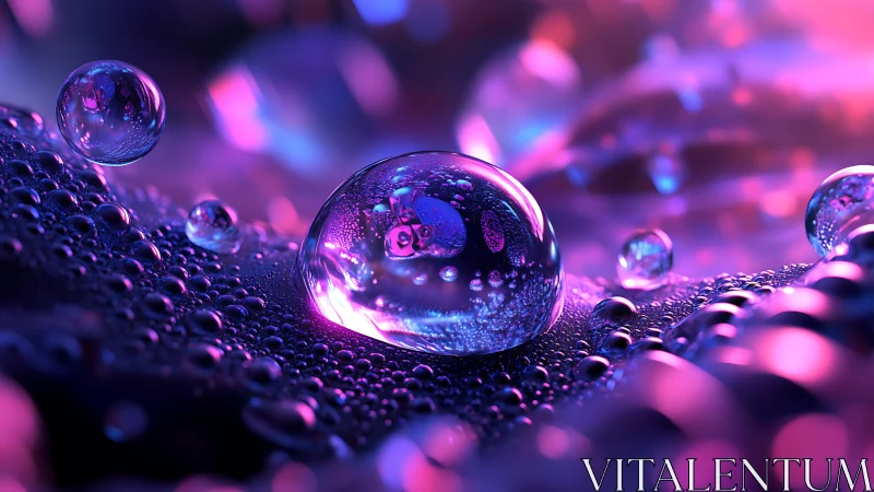 Liquid planets drift through neon dusk on velvet waves