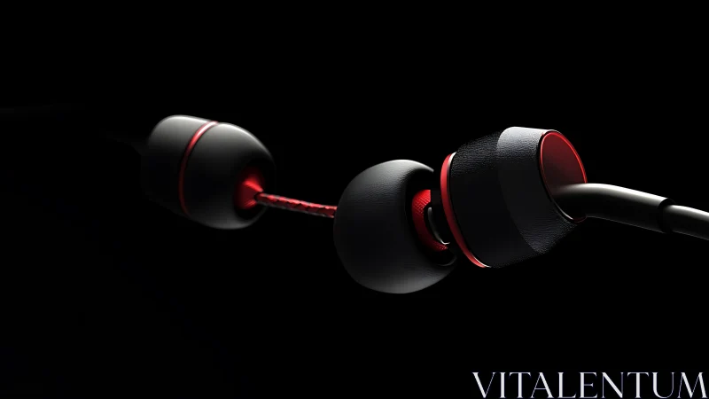 Black in-ear wired headphones with red interior lighting.