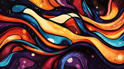 Vivid abstract waves in bold swirling cosmic colors.