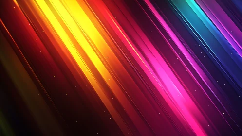 Neon light streaks slice diagonal gradient space with sparks