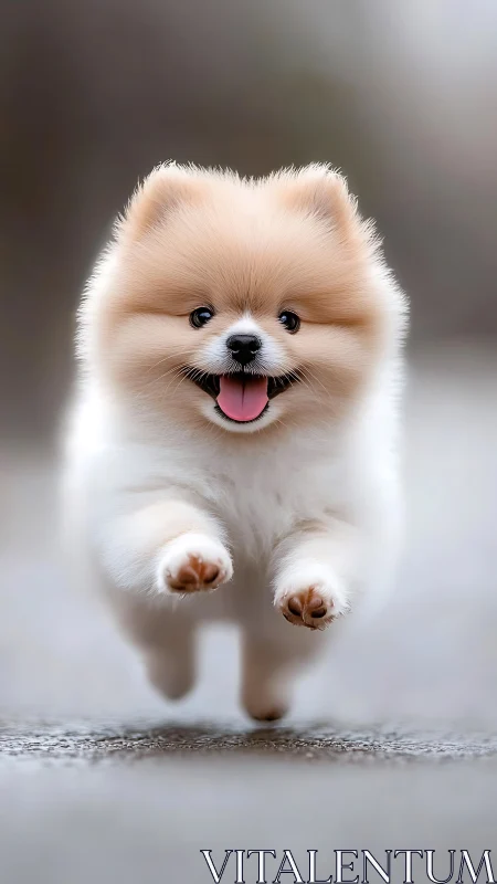 Joyful fluffball sprinting toward a very happy moment.
