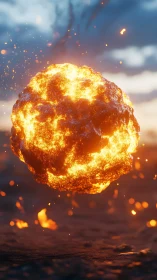 Incandescent Sphere Explosion with Particle Dispersion and Atmospheric Bokeh