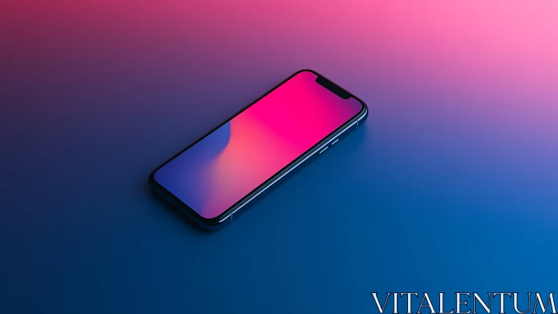 Modern smartphone with vibrant gradient display rendered in 3D isometric perspective.
