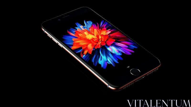 Premium smartphone display vibrant digital flower artwork.