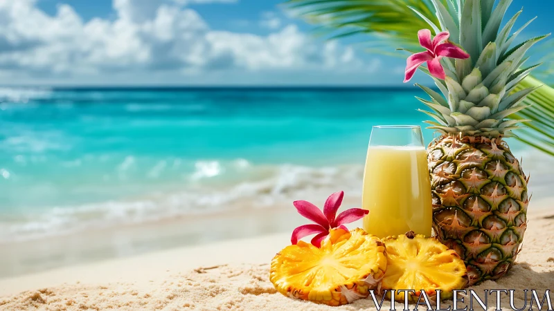 Tropical Refreshment: Pineapple Dreams on Velvet Sand.