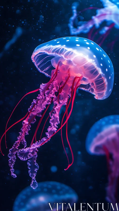 Neon jellyfish lantern drifting through midnight tide.