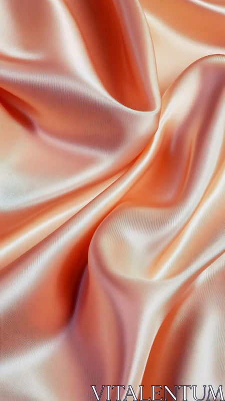 Peach satin textile draped in fluid, high-gloss folds.