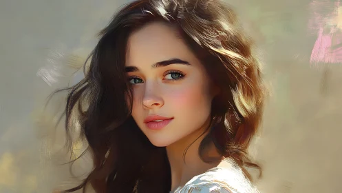 Soft-lit digital portrait captures serene youthful beauty