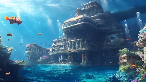 Sunlit underwater city ruins invite curious ocean daydreams