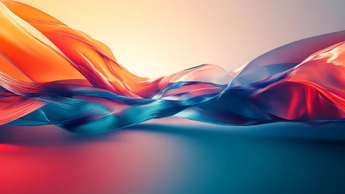Dynamic ribbon waves in dual-tone abstract digital painting.