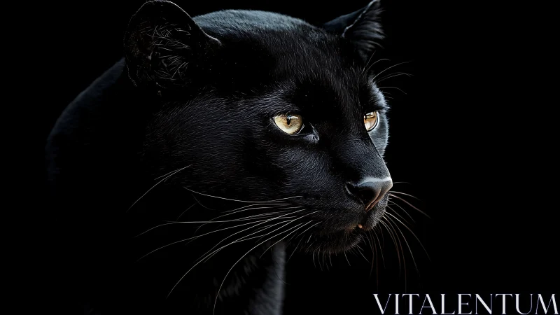 Black Panther Portrait Against Dark Background.