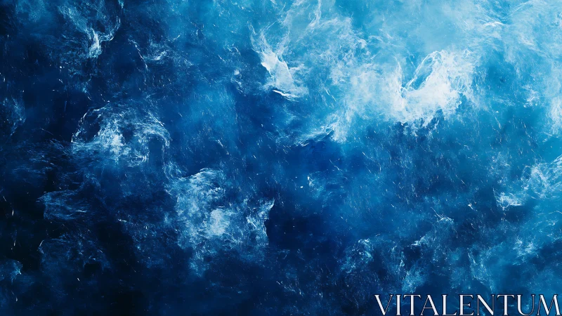 Turbulent blue water surface captured in dynamic motion