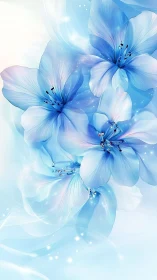 Dreamy Blue Flowers Dance in Soft Light.