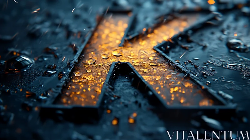 3D metallic K monogram with wet illuminated surface detailing.