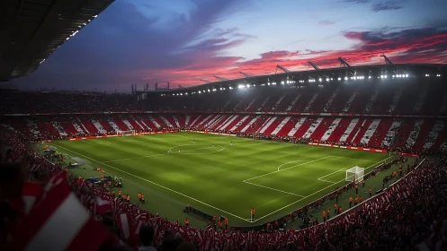 Sunset match buzz inside a sea of red and white stripes.