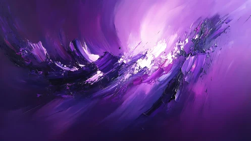 Abstract Purple Wave Painting with Dynamic Brushstrokes.