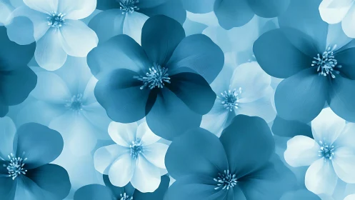 Layered Blue Floral Composition: Digital Botanical Abstraction.