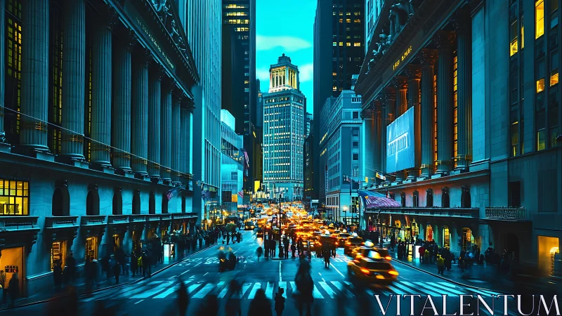 Electric city avenue glowing with dusk lights and motion.