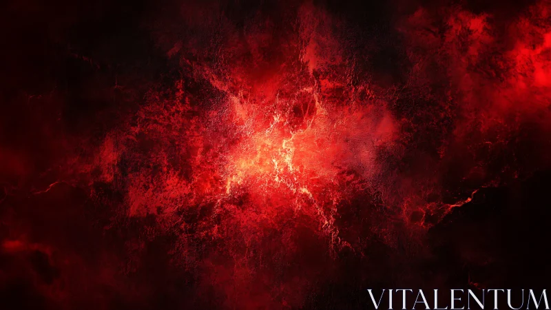 Centralized red energy field forms within dark textured space