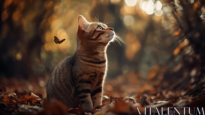 Curious Kitten Gazes at Nature's Wonders.