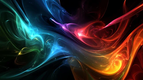 Chromatic energy waves in luminous abstract nebula flow.
