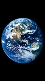 Earth from orbit with North America in crisp satellite view.