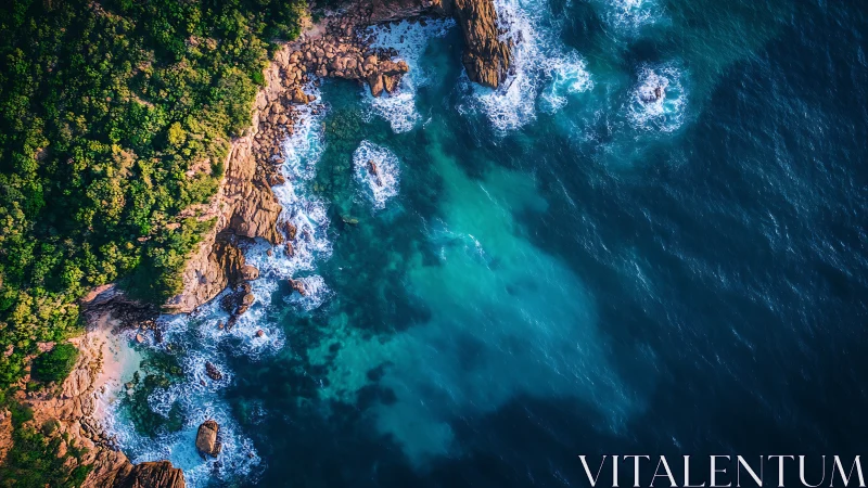 Coastal Cliffs and Rocky Shoreline from Aerial Perspective.