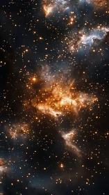 Golden star nursery glows softly inside a deep cosmic cloud